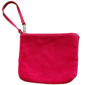 Red Velvet Clutch Wristlet Suede Handbag Purse